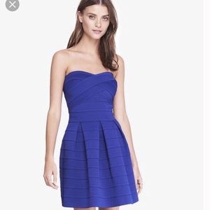 Express Bandaged Fit and Flare Strapless Dress